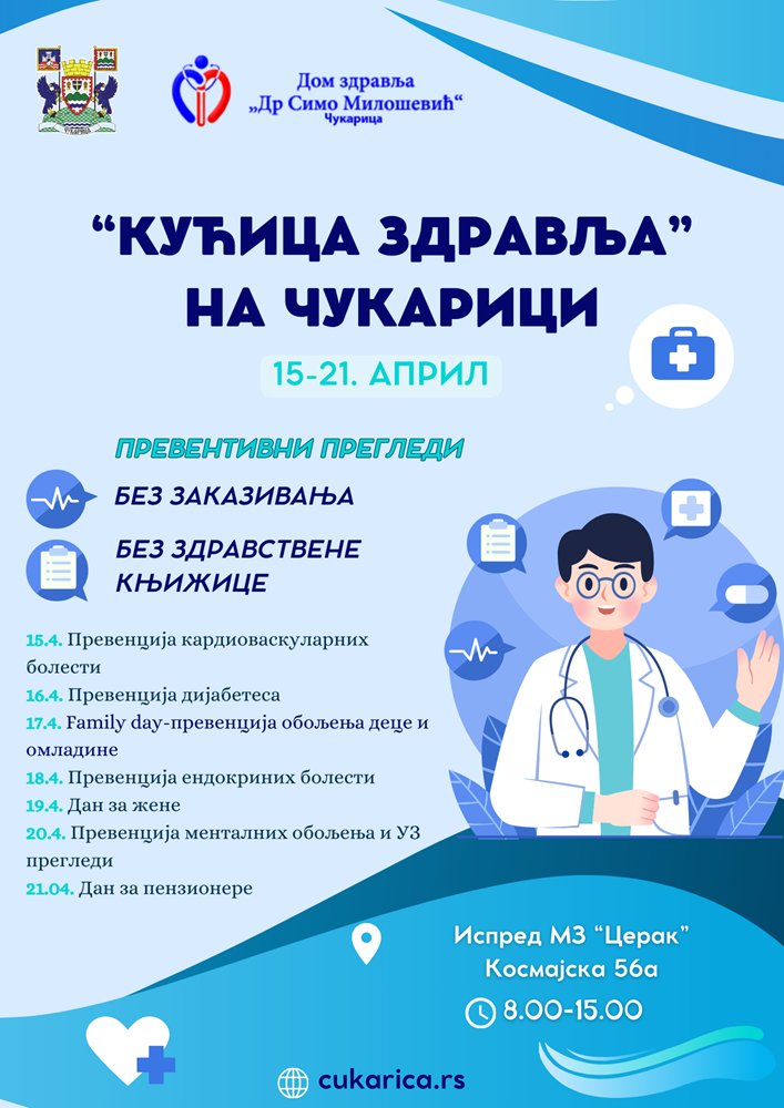 „Кућица здравља“ на Цераку од 15. до 21. априла